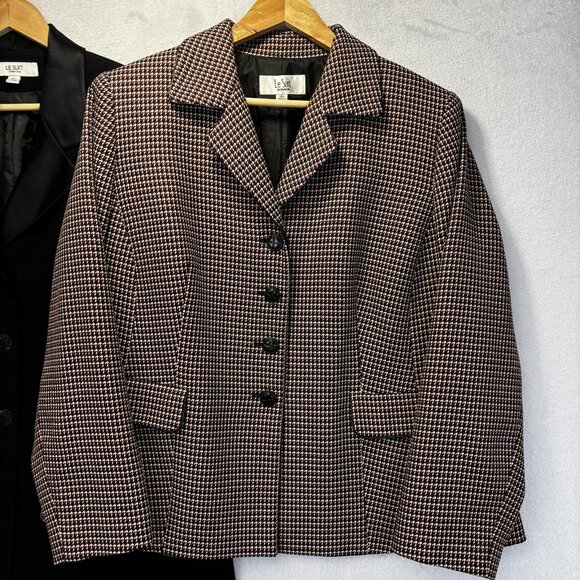 Lot of 2 Le Suit Blazer Jackets Womens 18W Black Houndstooth Office Career - Picture 4 of 16
